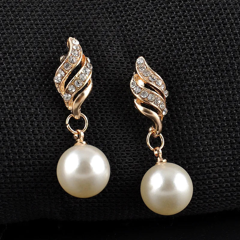Luxury Pearl & Rhinestone Bridal Jewelry Set