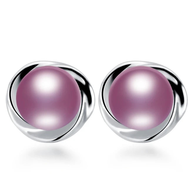 925 Silver AAAA Freshwater Pearl Stud Earrings - Genuine