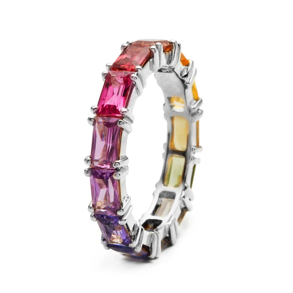 Huitan Colorful CZ Ring - 5 Color Options Gold Plated