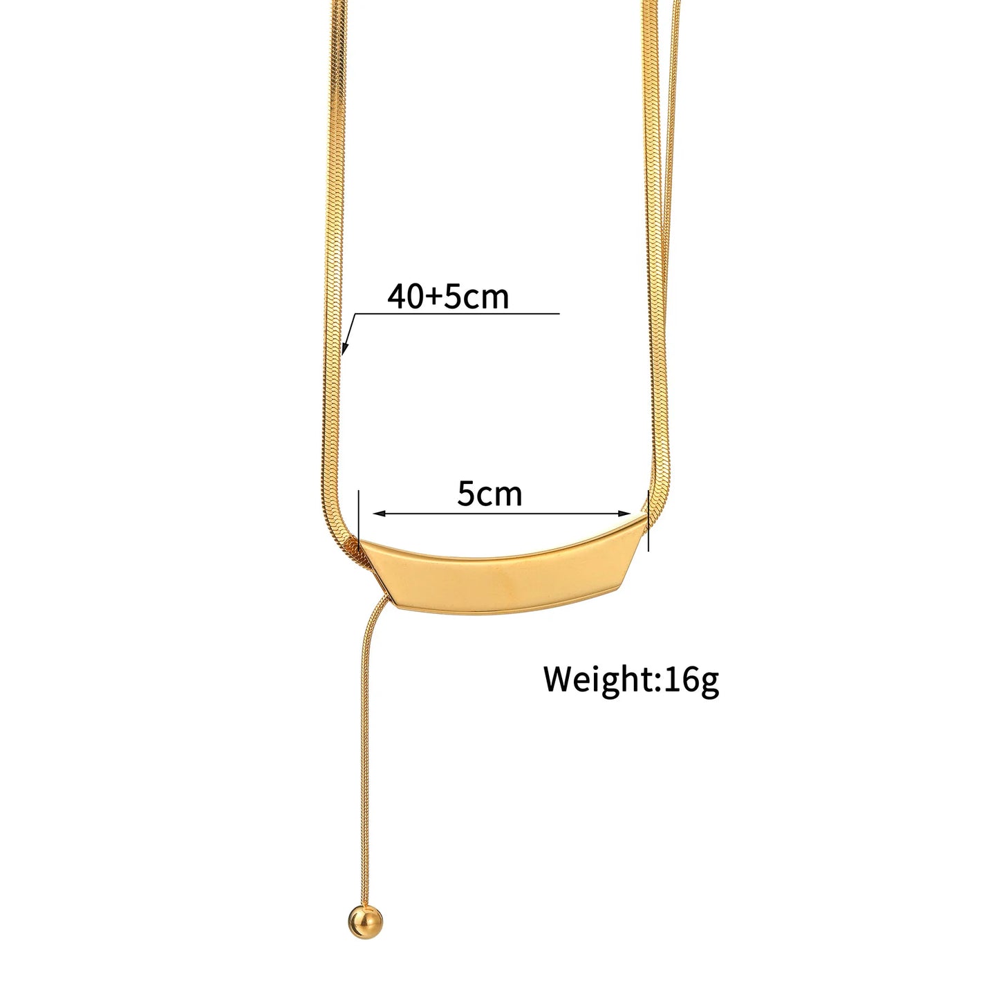 Kissmoon Minimalist Curved Bar Necklace - Geometric Gold Choker