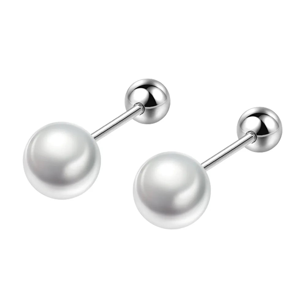 925 Silver Freshwater Pearl Stud Earrings - 6mm 8mm 10mm 12mm