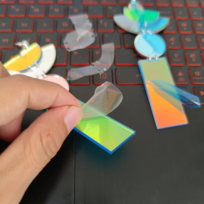 KUGUYS Iridescent Geometric Earrings - Mirror Acrylic Long