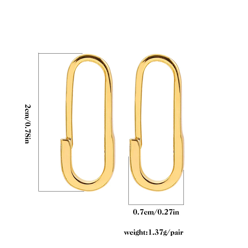 Minimalist Safety Pin Earrings - U-Shaped Gold Lock