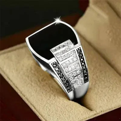 Gold & Black Stone Men's Ring - Punk Luxury