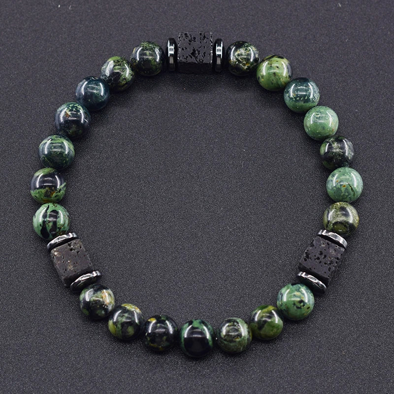 Retro Black Volcanic Bracelet - Frosted Onyx Lava Beads