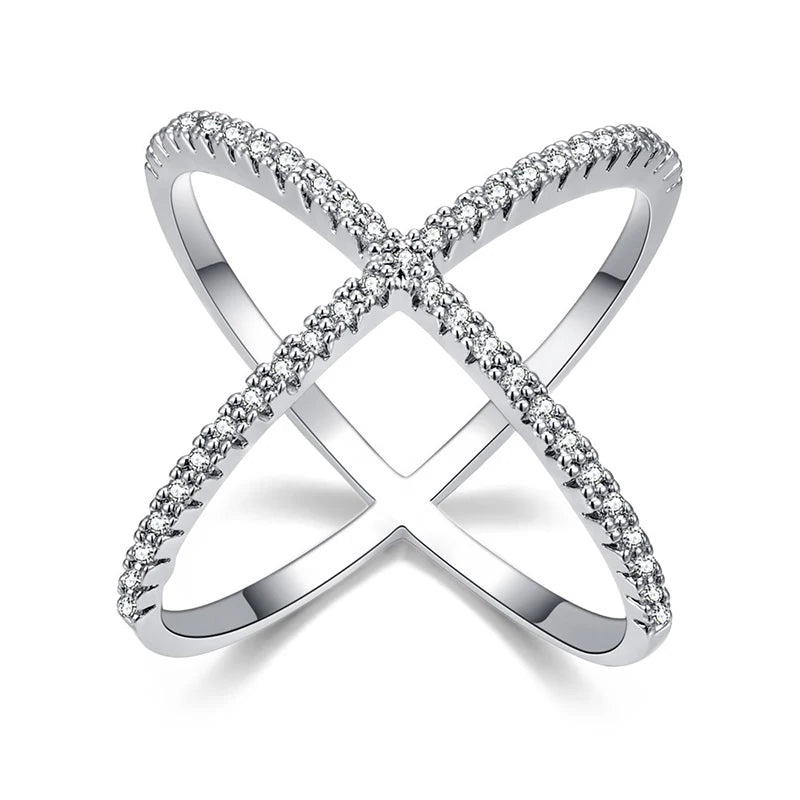X-Shape Cross Crystal Ring - Infinite Zirconia Design