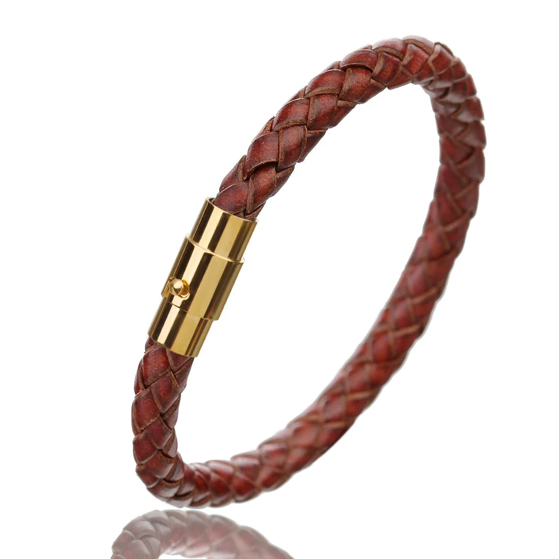 Woven Leather Rope Bracelet - Vintage Magnetic Buckle Men's