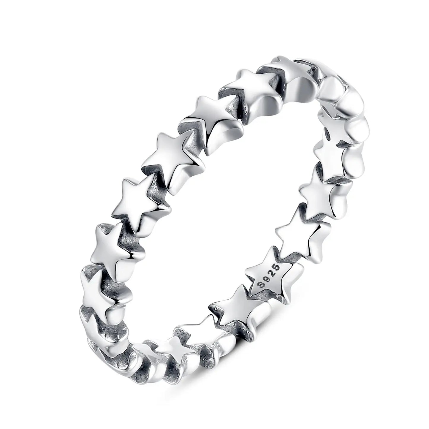BAMOER 925 Silver Forever Love Heart Ring - Korean Style