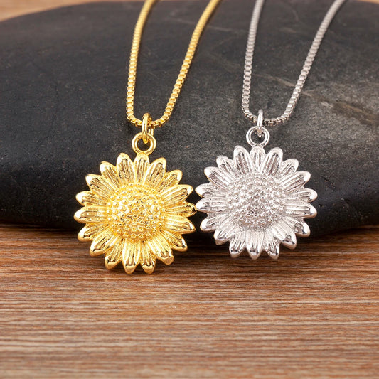 Nidin Sunflower Pendant Necklace - Trendy AAA CZ Charm