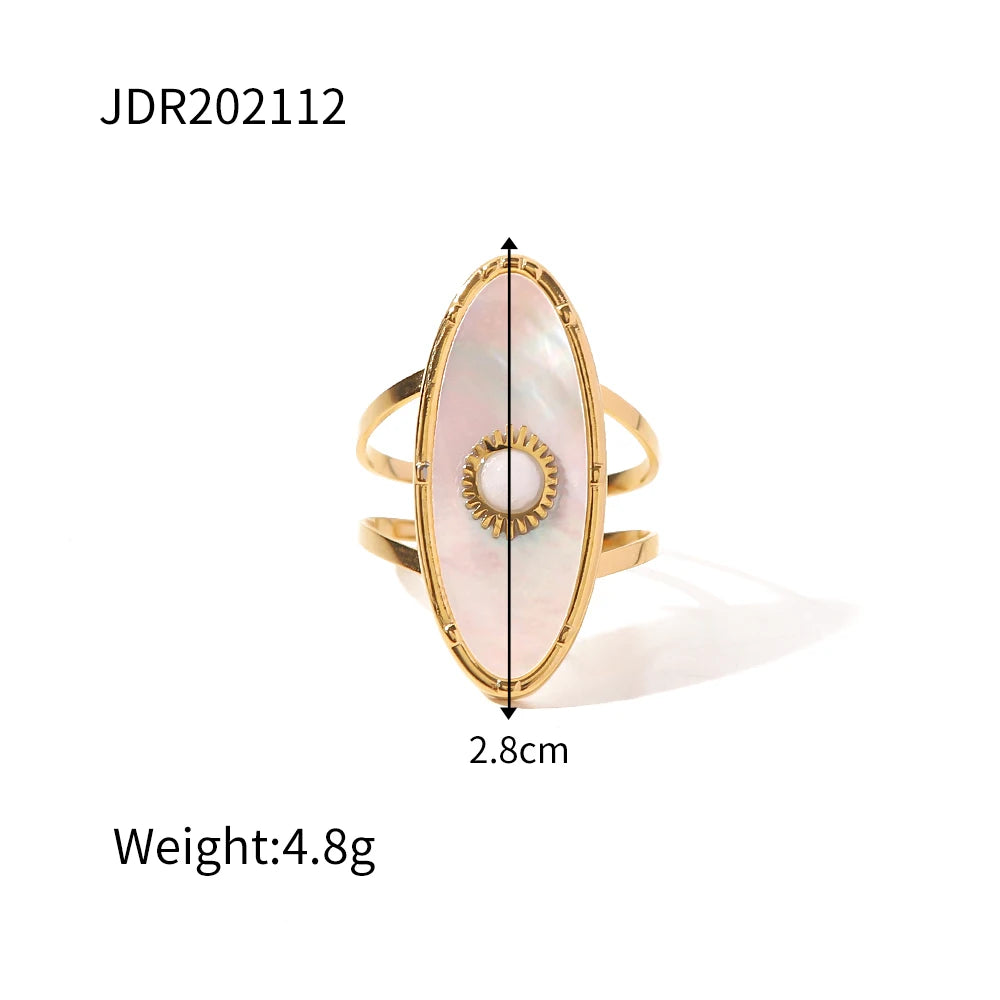 Youthway Natural Stone Ring - Waterproof Golden Steel