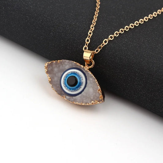 Vintage Turkish Evil Eye Necklace - Boho Statement Clavicle