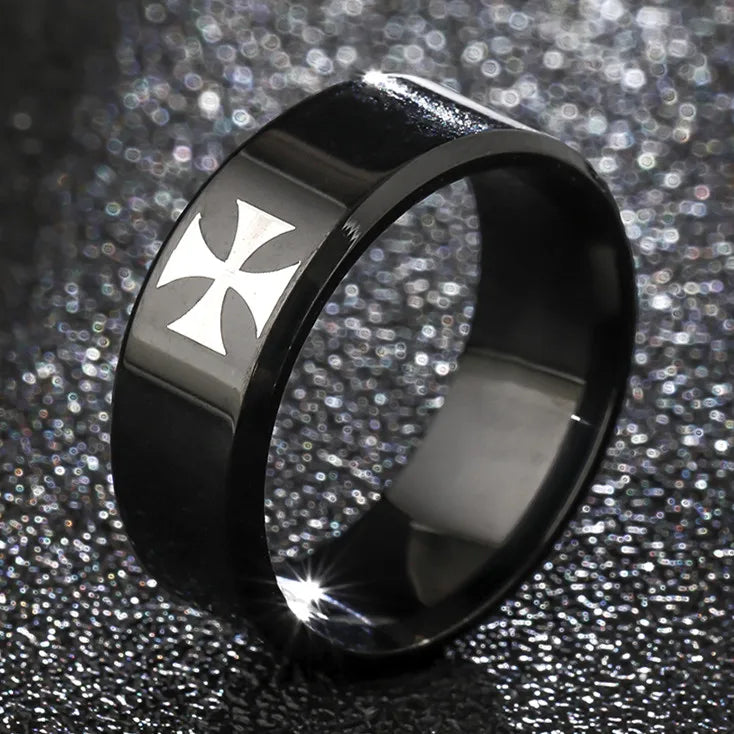 Christian Cross Bible Ring - Titanium Steel Engraved