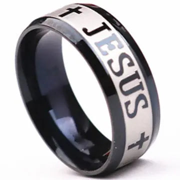 Christian Cross Bible Ring - Titanium Steel Engraved