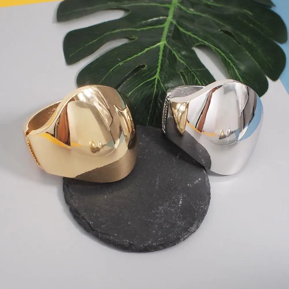 MANILAI Punk Shiny Cuff Bangle - Big Statement Alloy