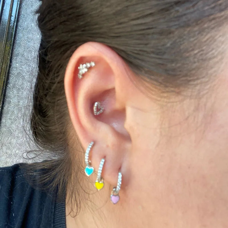 Aide Candy Neon Heart Hoop Earrings - Cute Enamel Charm