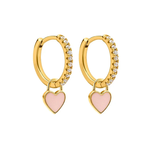 Aide Candy Neon Heart Hoop Earrings - Cute Enamel Charm