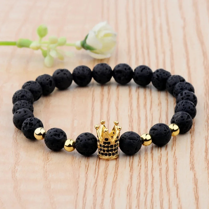 Luxury Natural Stone Yoga Bracelet - Micro Pave CZ Ball Matte