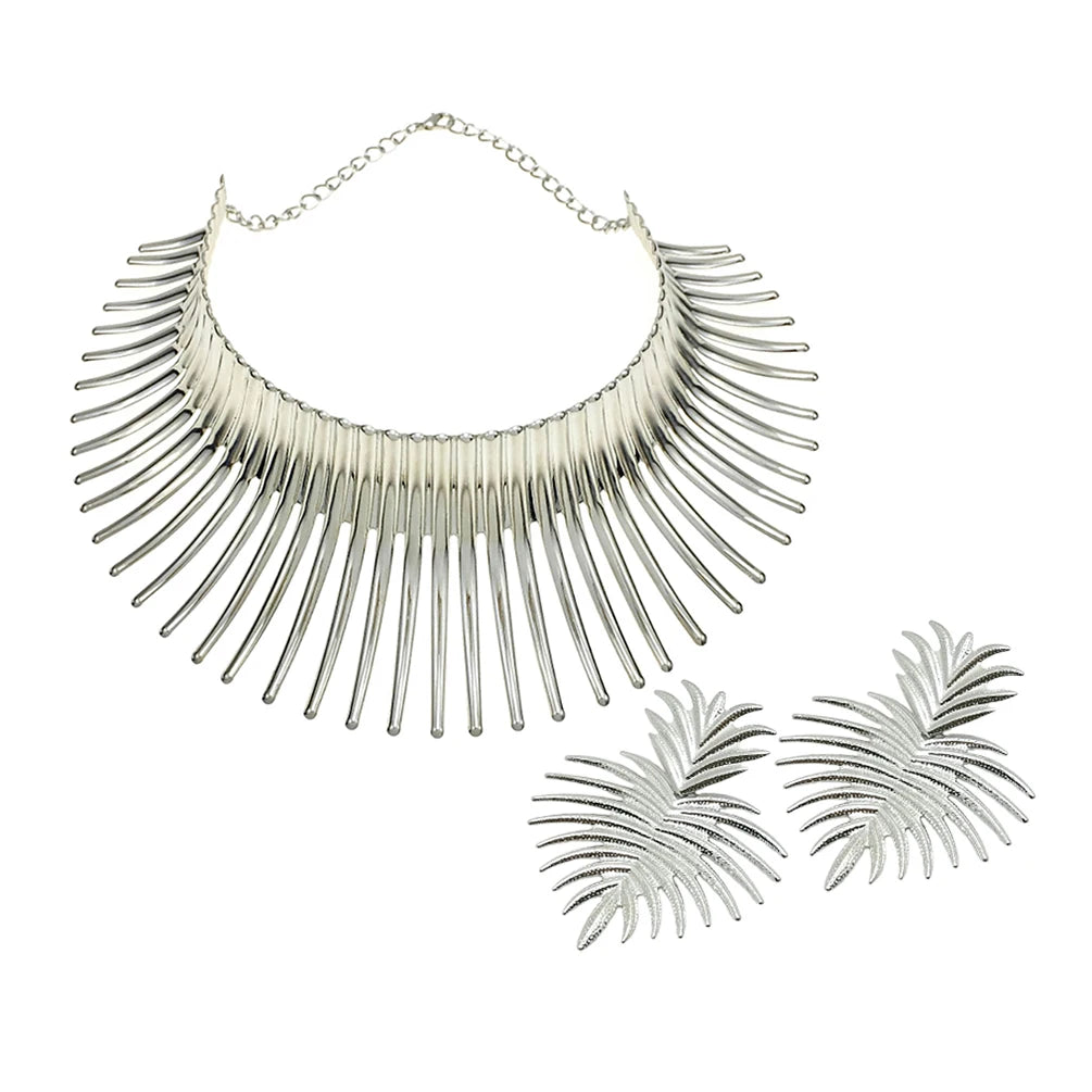 KDLUN Africa Jewelry Set - Gold Torque Choker Necklace Earrings