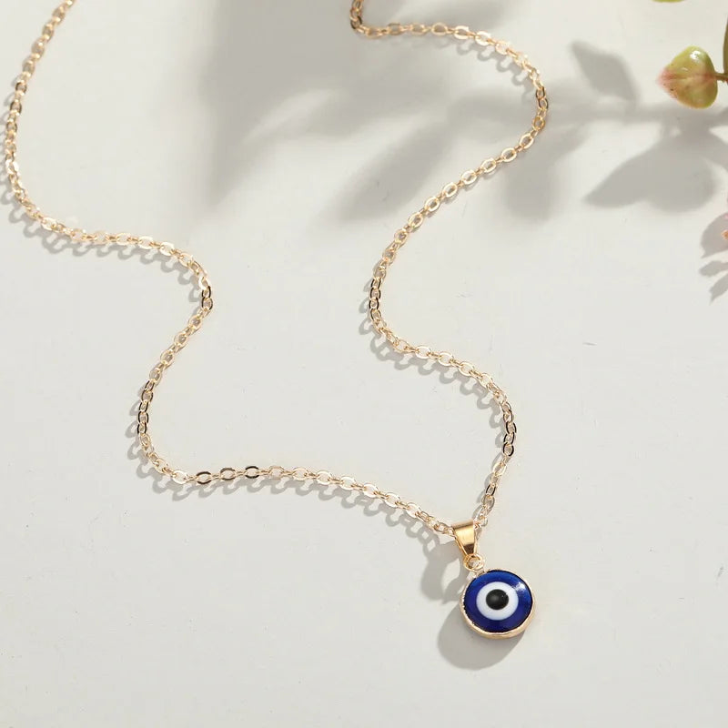 Vintage Turkish Evil Eye Necklace - Boho Statement Clavicle