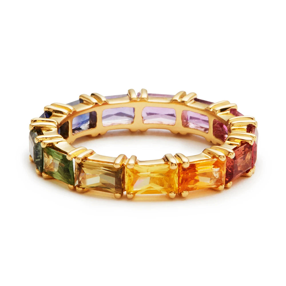 Huitan Colorful CZ Ring - 5 Color Options Gold Plated