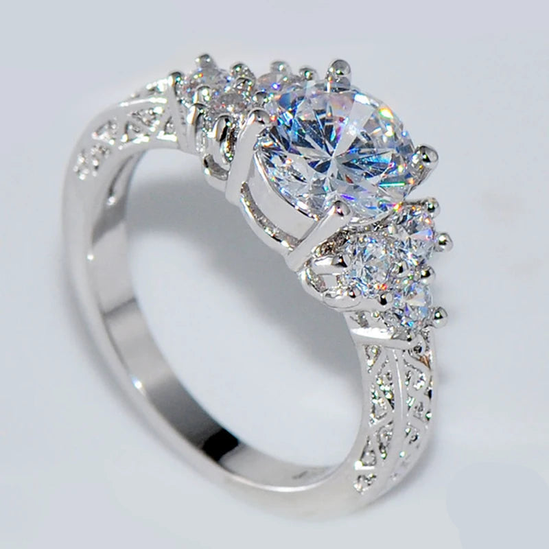 ZDADAN 925 Silver 8MM Zircon Ring - Fashion Wedding Band