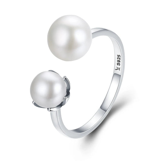 WOSTU 925 Silver Freshwater Pearl Ring - Cultured Elegance