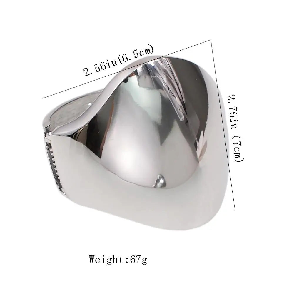 MANILAI Punk Shiny Cuff Bangle - Big Statement Alloy