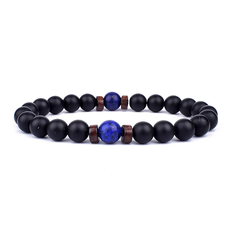 Volcanic Stone Lava Bracelet - 8mm Tibetan Buddha Beads