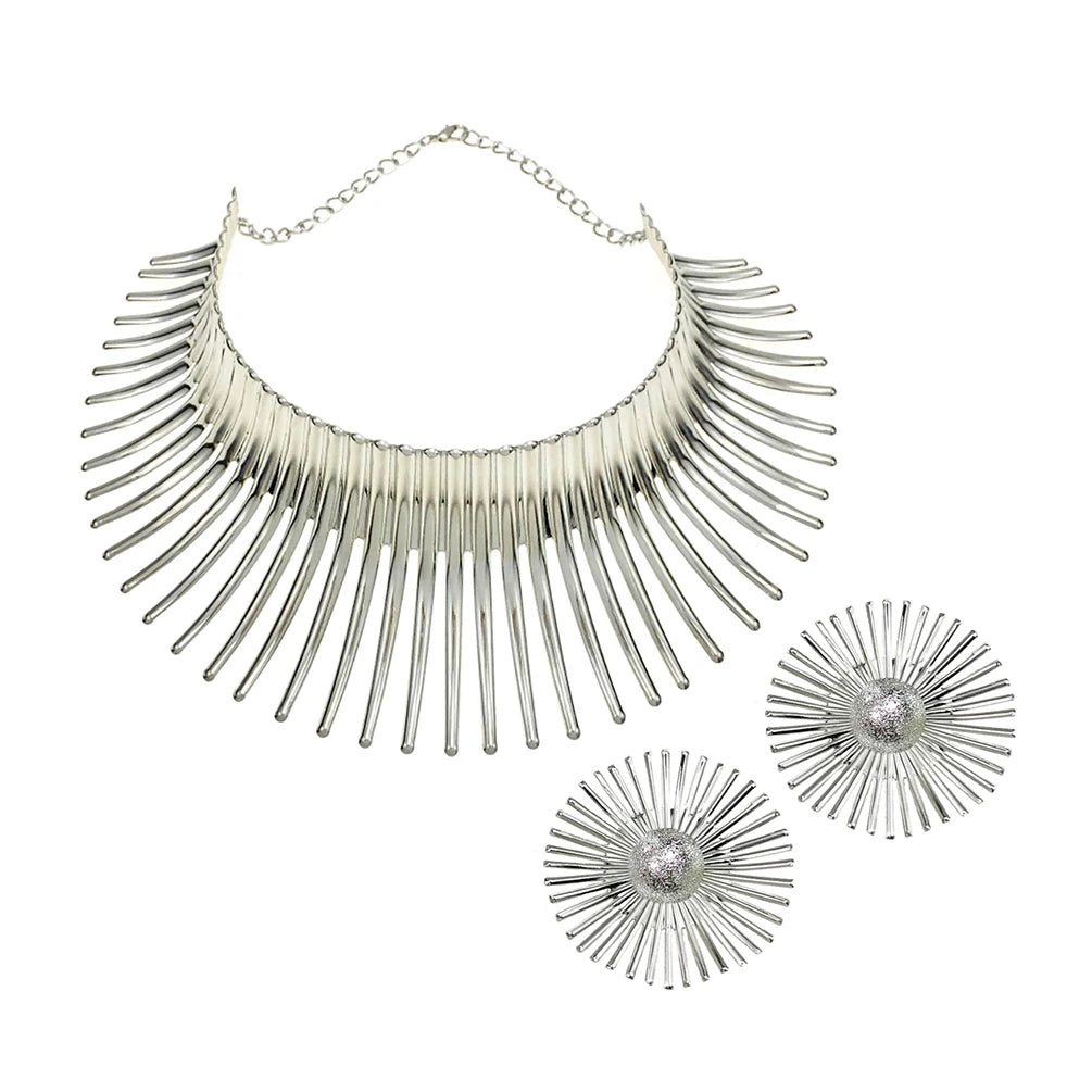 KDLUN Africa Jewelry Set - Gold Torque Choker Necklace Earrings