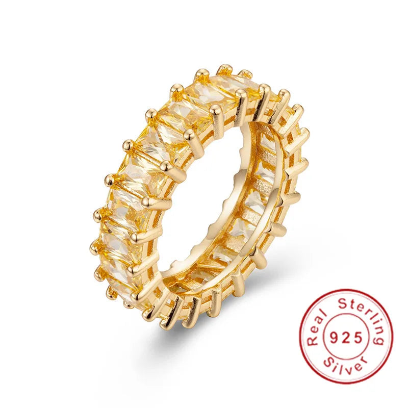 Eternity 925 Silver Ring - Emerald Cut Diamond Band