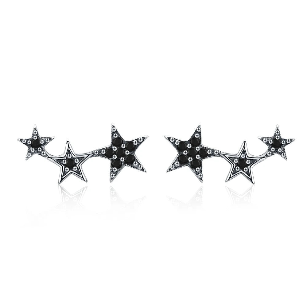 BAMOER 925 Silver Stackable Star Earrings - CZ Exquisite