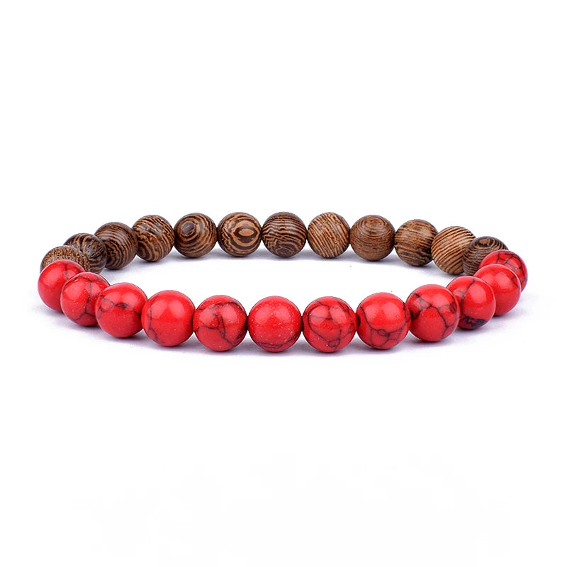 Volcanic Stone Lava Bracelet - 8mm Tibetan Buddha Beads