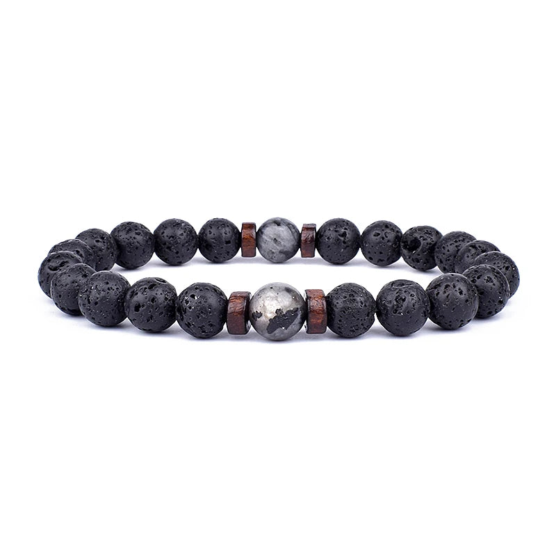 Volcanic Stone Lava Bracelet - 8mm Tibetan Buddha Beads