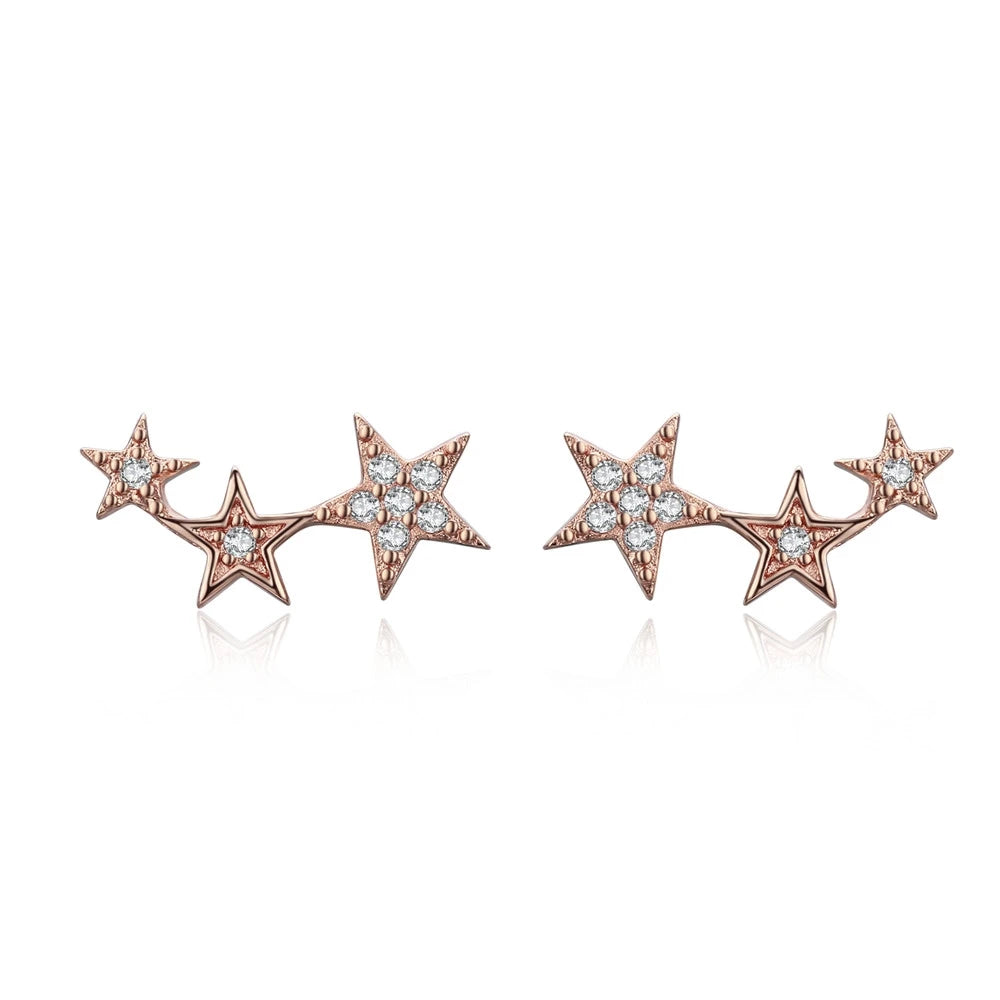 BAMOER 925 Silver Stackable Star Earrings - CZ Exquisite