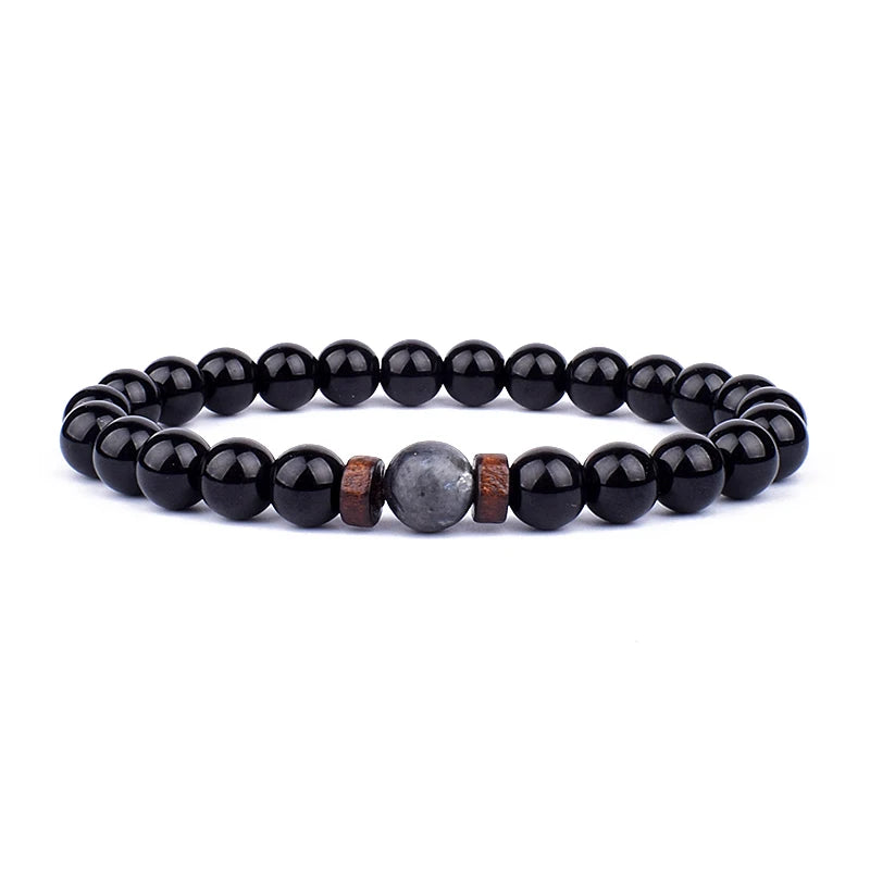 Volcanic Stone Lava Bracelet - 8mm Tibetan Buddha Beads