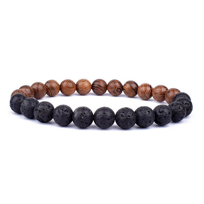Volcanic Stone Lava Bracelet - 8mm Tibetan Buddha Beads