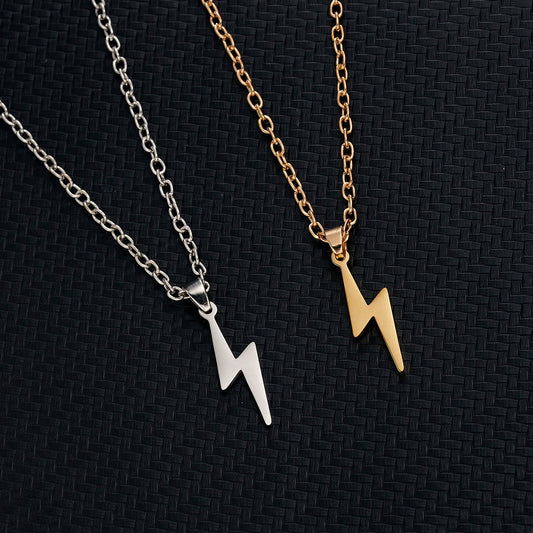Rinhoo Lightning Pendant Necklace - Stainless Steel Short Chain