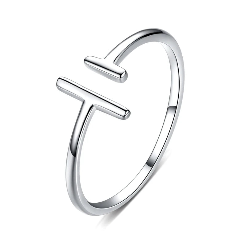 BAMOER 925 Silver Minimalist Ring - Simple Adjustable Band