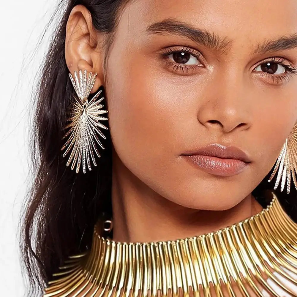 KDLUN Africa Jewelry Set - Gold Torque Choker Necklace Earrings