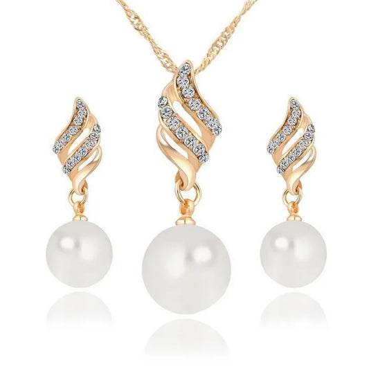 Luxury Pearl & Rhinestone Bridal Jewelry Set