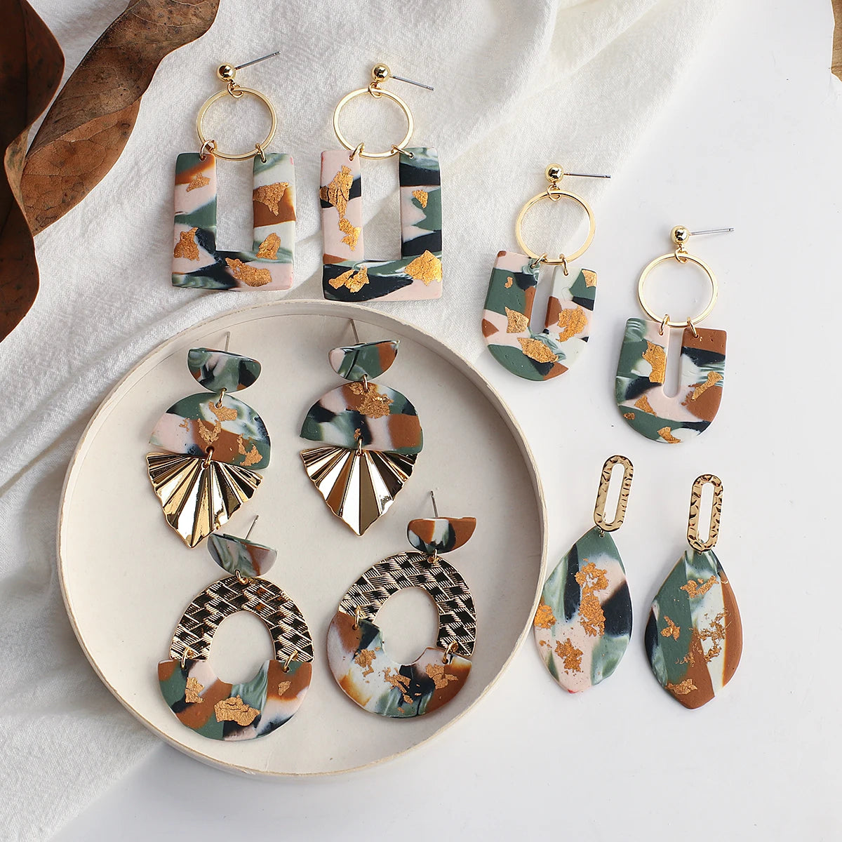 Lifefontier Polymer Clay Earrings - Handmade Abstract