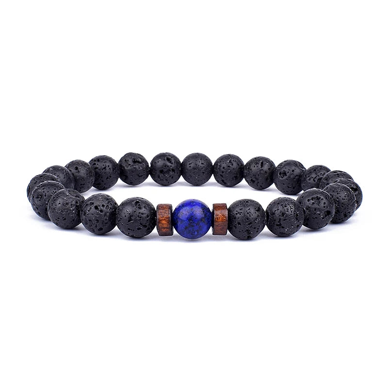 Volcanic Stone Lava Bracelet - 8mm Tibetan Buddha Beads