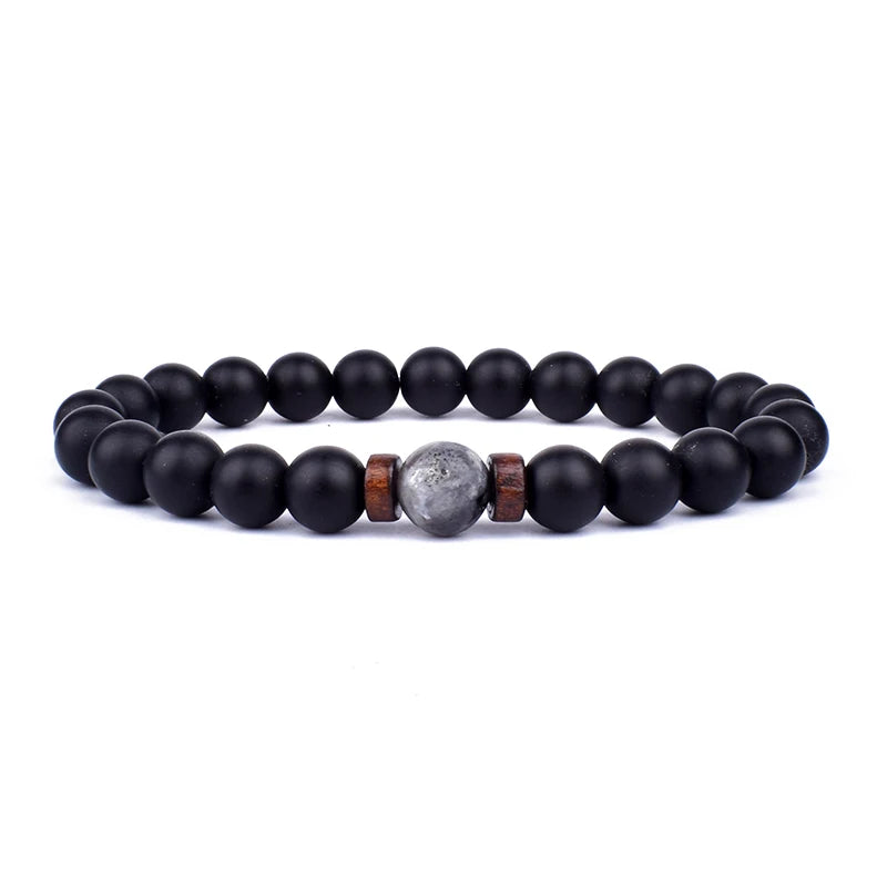 Volcanic Stone Lava Bracelet - 8mm Tibetan Buddha Beads