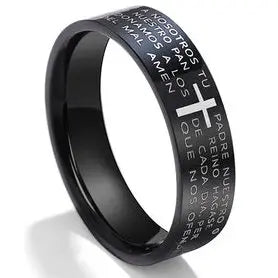 Christian Cross Bible Ring - Titanium Steel Engraved