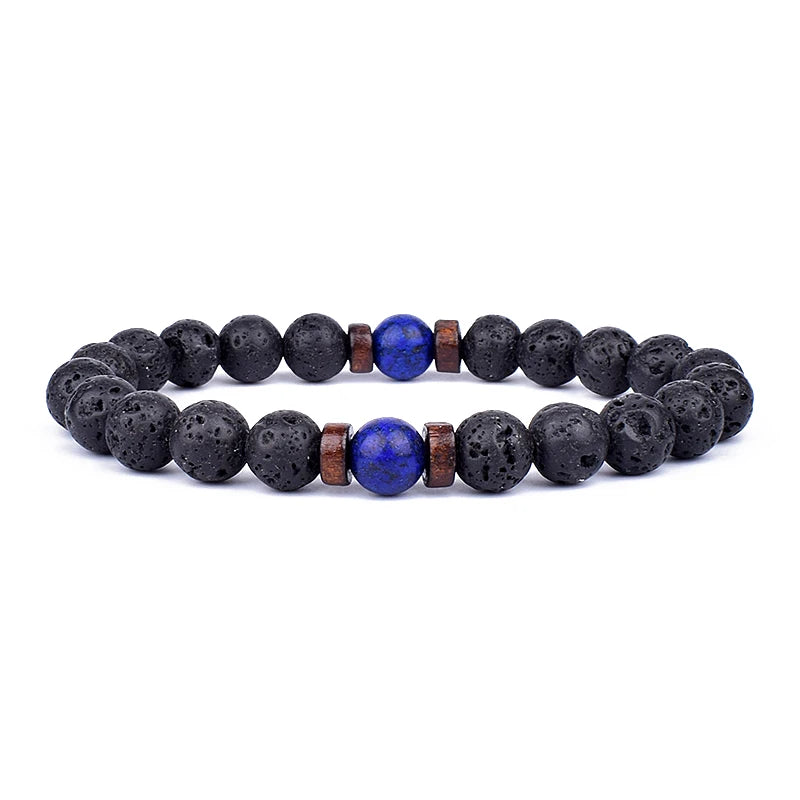 Volcanic Stone Lava Bracelet - 8mm Tibetan Buddha Beads