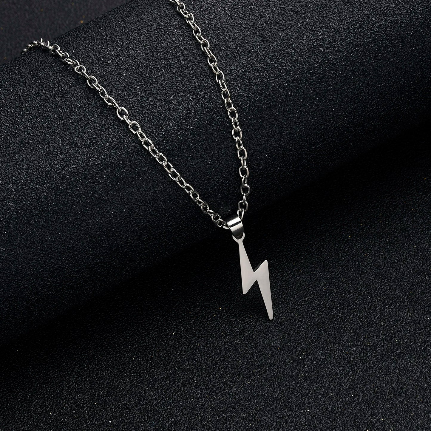 Rinhoo Lightning Pendant Necklace - Stainless Steel Short Chain