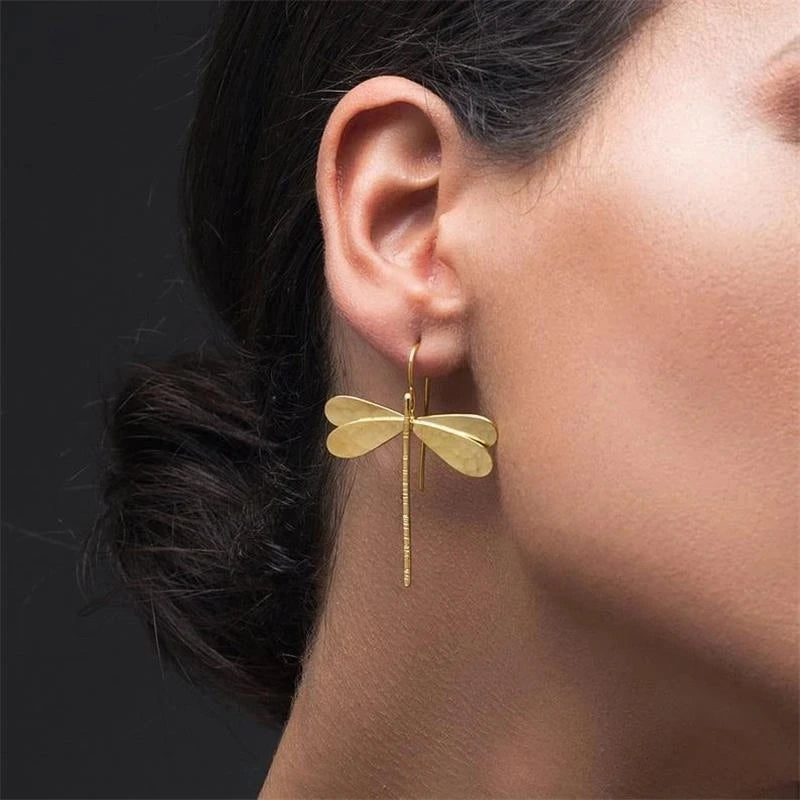 3D Dragonfly Drop Earrings - Simple Stereo Long Trend