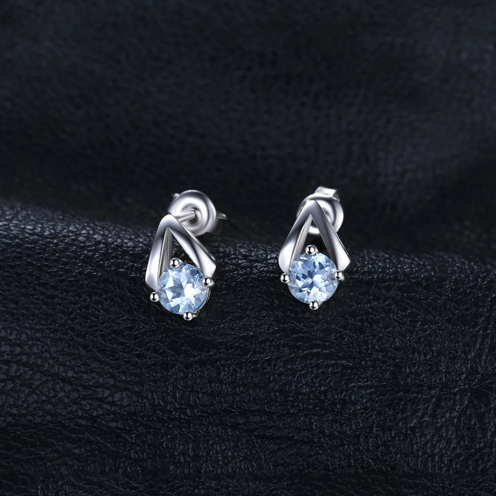 JewelryPalace 1.2ct Sky Blue Topaz Stud Earrings - 925 Silver Natural
