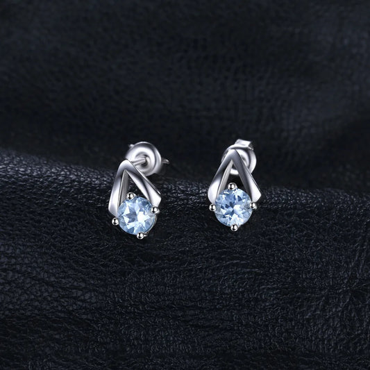 JewelryPalace 1.2ct Sky Blue Topaz Stud Earrings - 925 Silver Natural
