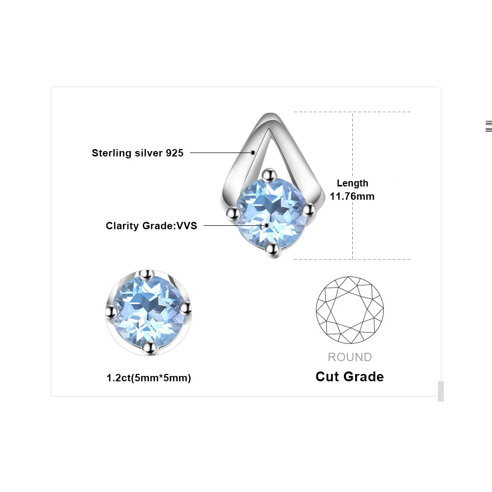 JewelryPalace 1.2ct Sky Blue Topaz Stud Earrings - 925 Silver Natural